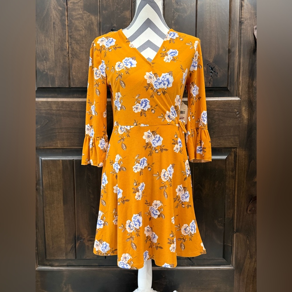 Altar'd State Orange Floral Long Sleeve Dress